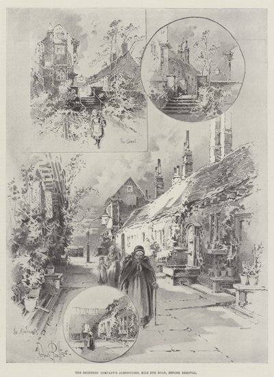 去除之前，Skinners&39;公司的Almshouses，Mile End Road 作者 赫伯特·雷顿